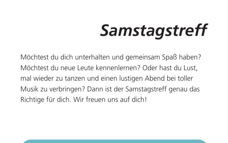 Seite aus dem Programmheft: Samstagstreff