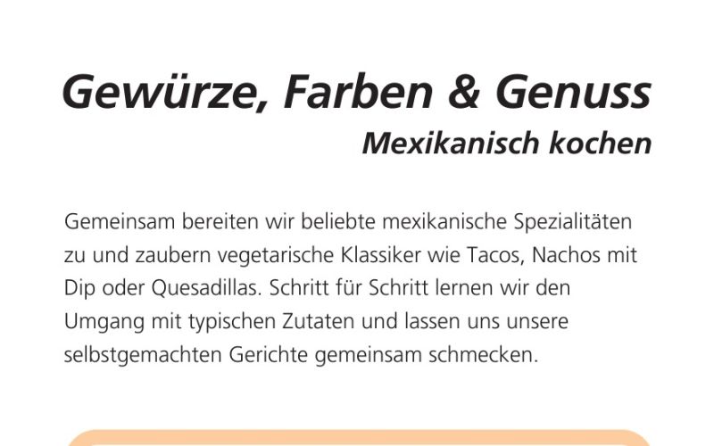 Seite aus dem Programmheft: Gewürze, Farben & Genuss: