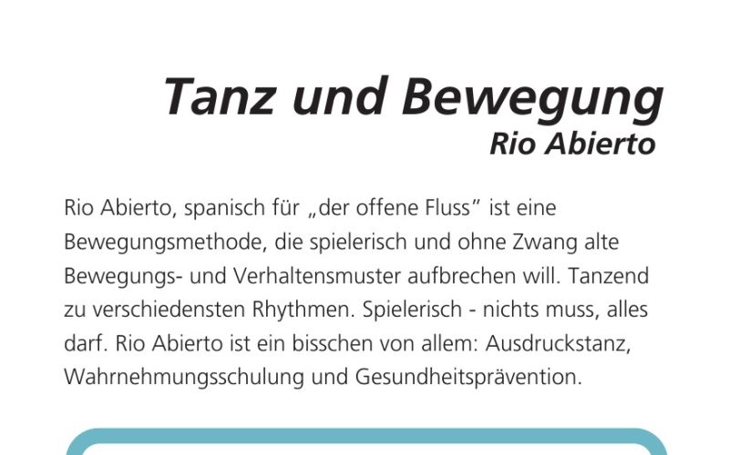 Seite aus dem Programmheft: Tanz und Bewegung