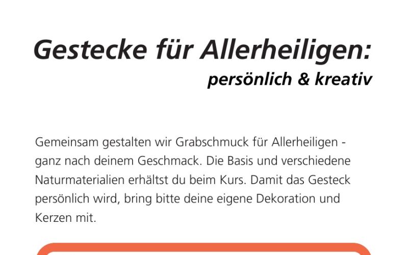 Seite aus dem Programmheft: Gestecke für Allerheiligen: