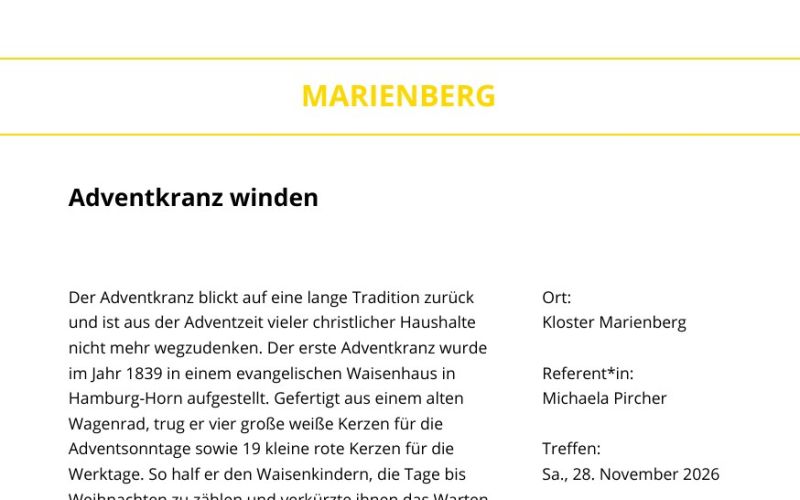 Seite aus dem Programmheft: Adventkranz winden