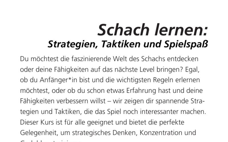 Seite aus dem Programmheft: Schach lernen: