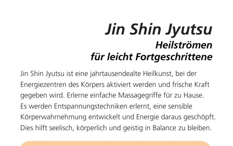 Seite aus dem Programmheft: Jin Shin Jyutsu