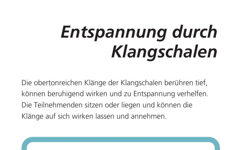 Seite aus dem Programmheft: Entspannung durch Klangschalen
