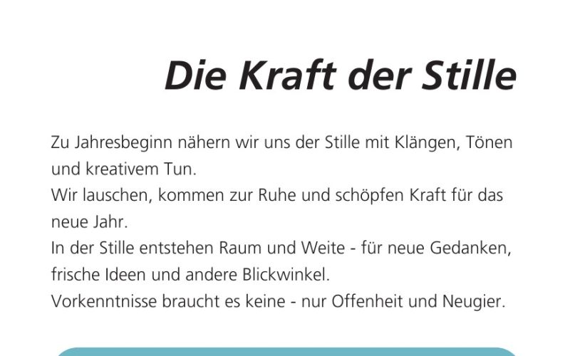 Seite aus dem Programmheft: Die Kraft der Stille