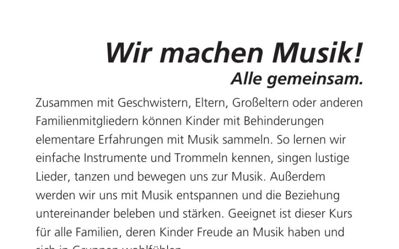 Seite aus dem Programmheft: Wir machen Musik!