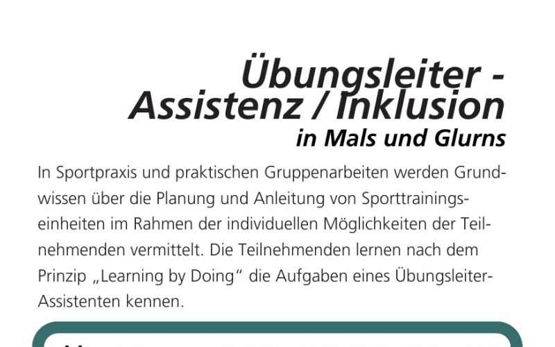 Seite aus dem Programmheft: Übungsleiter - Assistenz / Inklusion