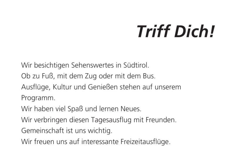 Seite aus dem Programmheft: Triff Dich!