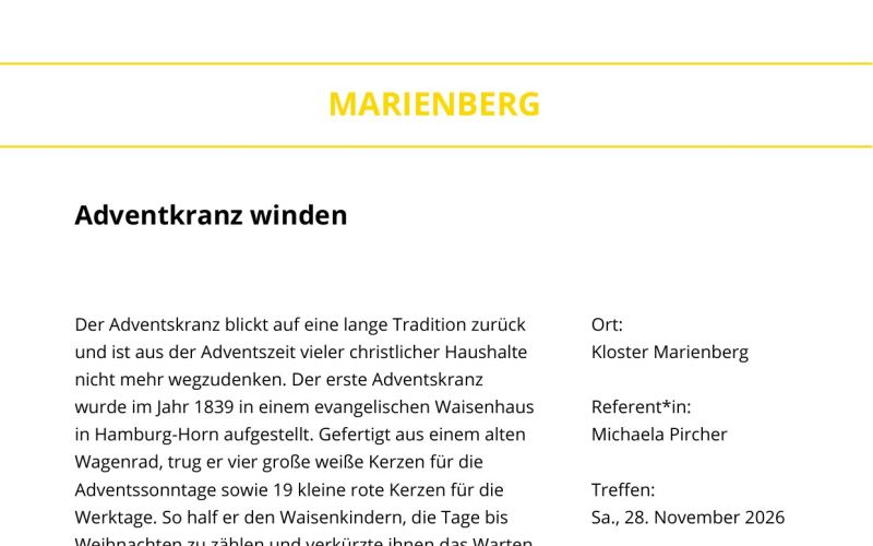 Seite aus dem Programmheft: Adventkranz winden