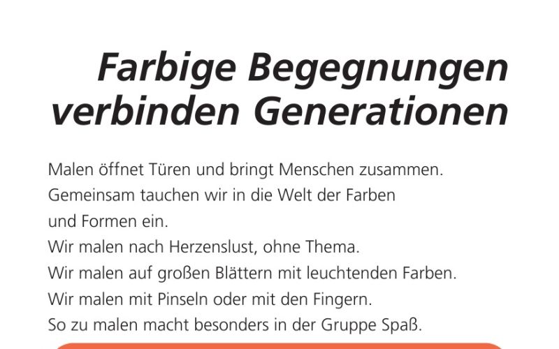 Seite aus dem Programmheft: Farbige Begegnungen verbinden Generationen