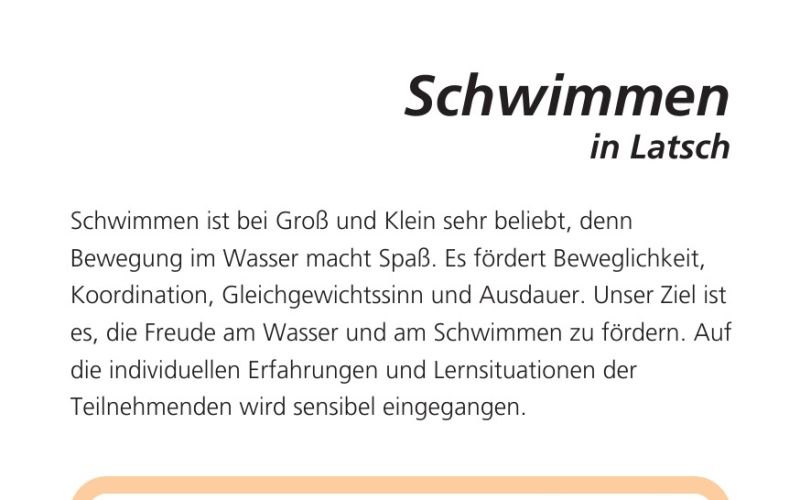 Seite aus dem Programmheft: Schwimmen