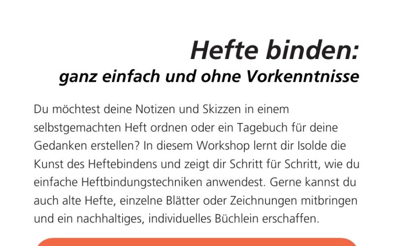 Seite aus dem Programmheft: Hefte binden:
