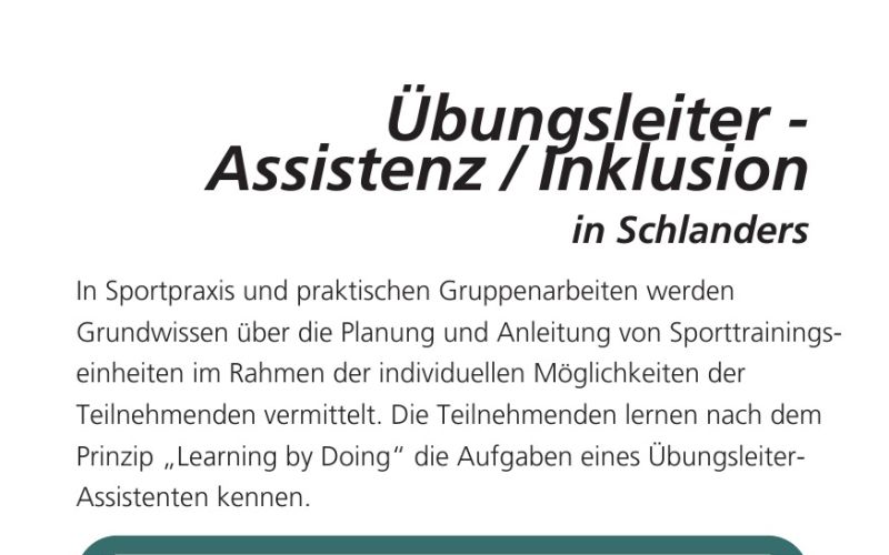 Seite aus dem Programmheft: Übungsleiter - Assistenz / Inklusion