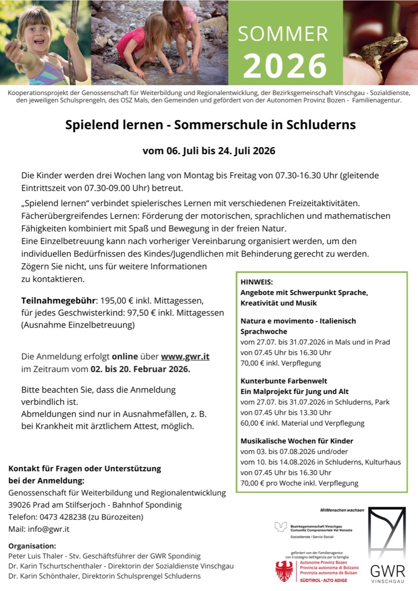 Sommerschule Schluderns